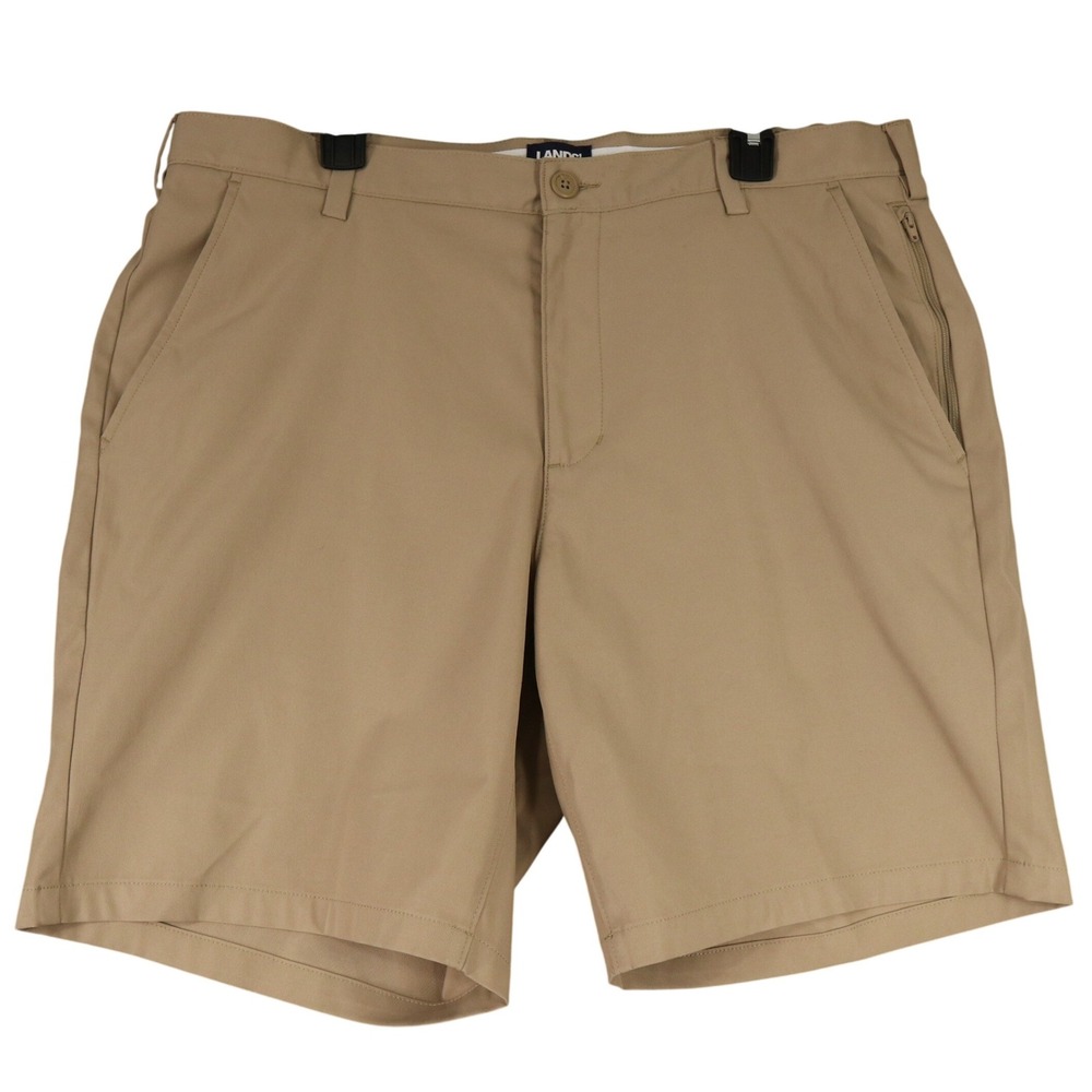 Lands End Performance Golf Shorts Mens 37 Khaki Stretch Flat Front Casual